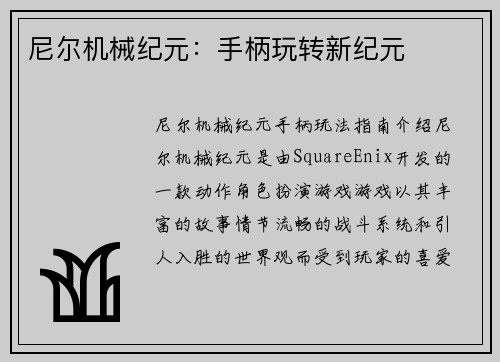 尼尔机械纪元：手柄玩转新纪元